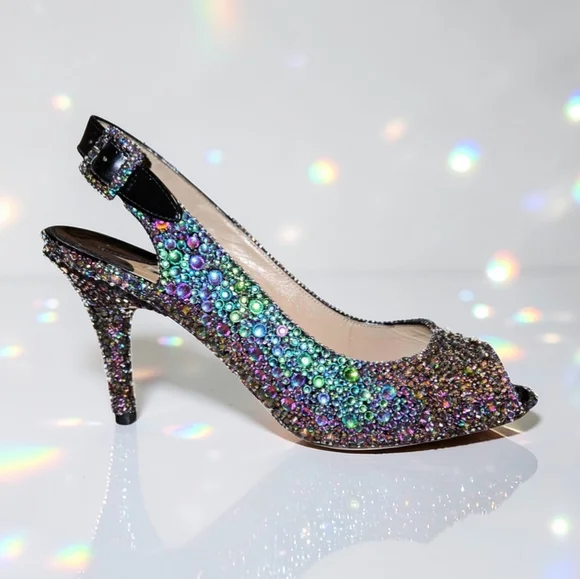 Manolo Blahnik Custom Rainbow Crystal Heels Size 37 - Picture 2 of 15